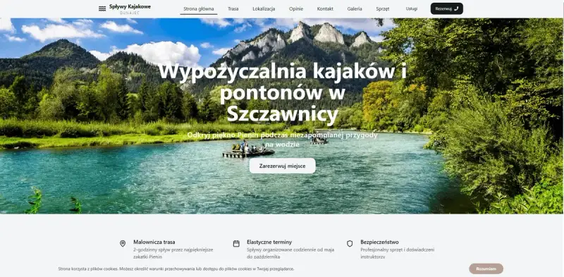 Spływ Kajakowy Ciesielka - projekt strony internetowej