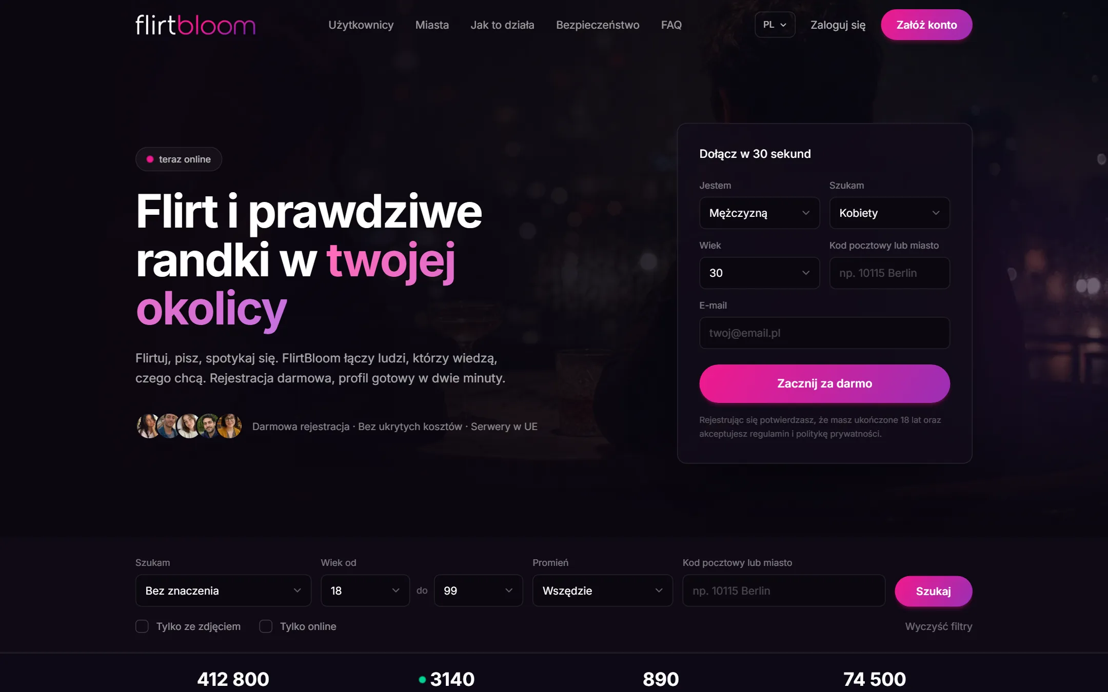 FlirtBloom - widok strony