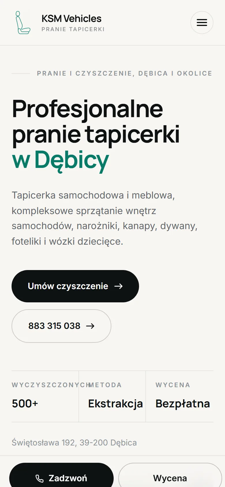 KSM Vehicles - widok mobilny