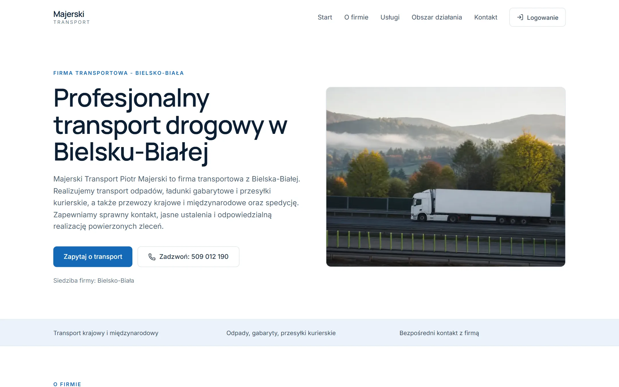 Majerski Transport - widok strony