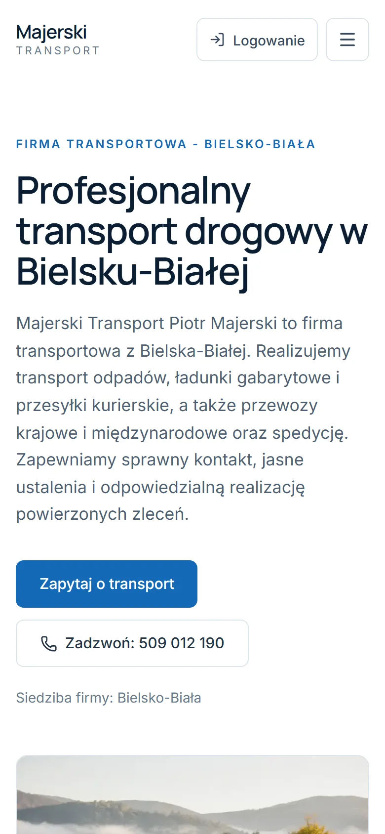 Majerski Transport - widok mobilny
