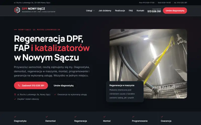 DPF Nowy Sącz - projekt strony internetowej