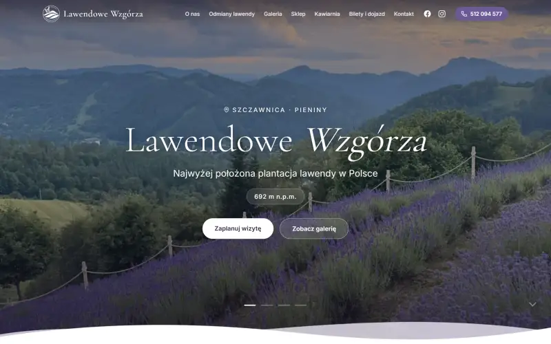 Lawendowe Wzgórza - realizacja strony internetowej